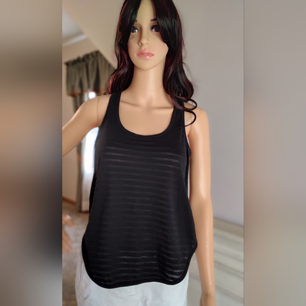 Fabletics Black Striped Tank Top